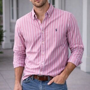 Ralph Lauren Pink and White Striped Shirt